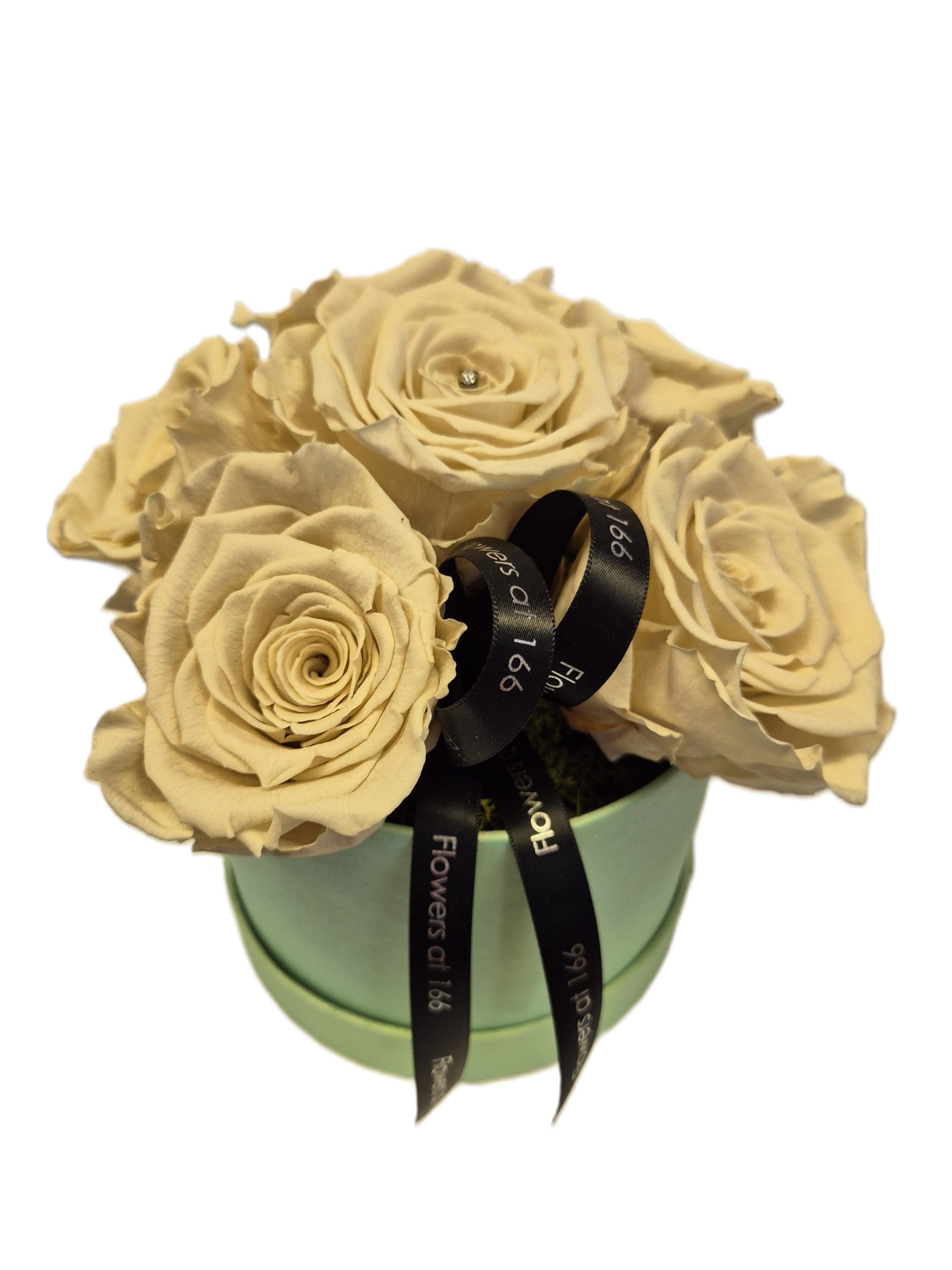 Preserved Cream Roses In Hat Box