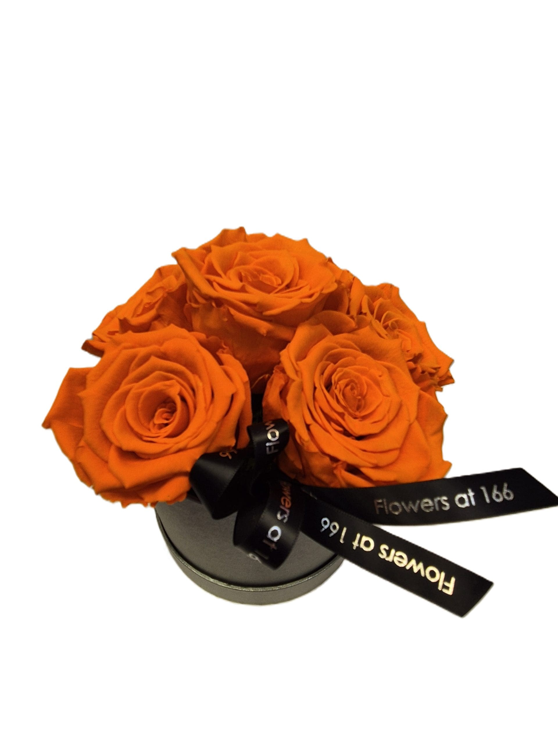 Preserved Orange Roses in Hat Box